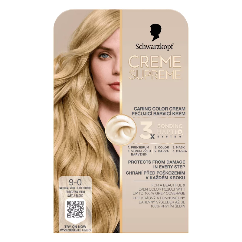 Schwarzkopf Creme Supreme tartós hajfesték 9-0 természetes nagyon világosszőke