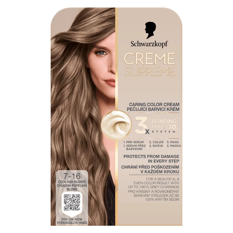 Schwarzkopf Creme Supreme tartós hajfesték 7-16 hűvös hamvas szőke