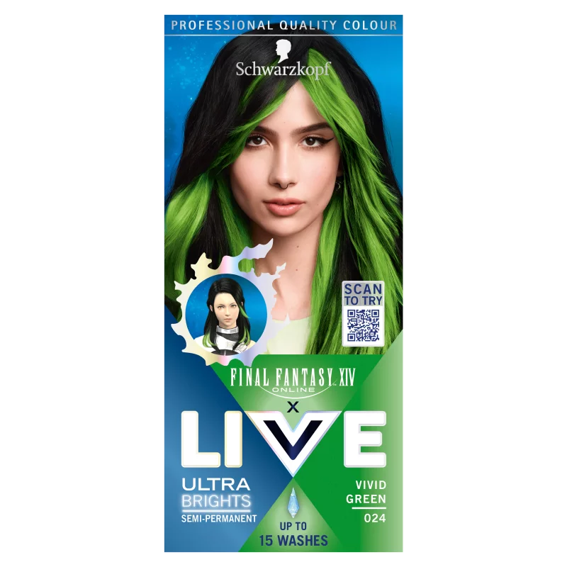 Schwarzkopf Live 12-15 hajmosásig tartó hajszínező 024 Élénk zöld