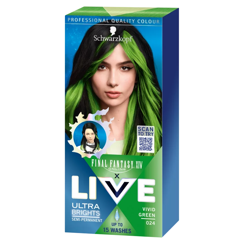 Schwarzkopf Live 12-15 hajmosásig tartó hajszínező 024 Élénk zöld