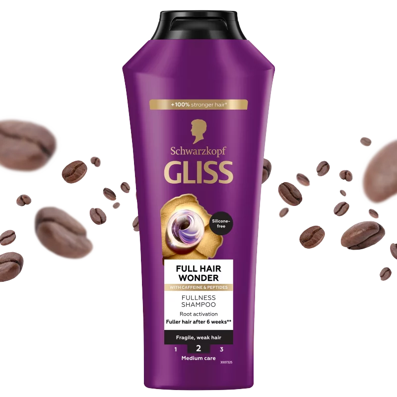 Schwarzkopf Gliss Full Hair Wonder sampon koffeinnel + peptidekkel 400 ml
