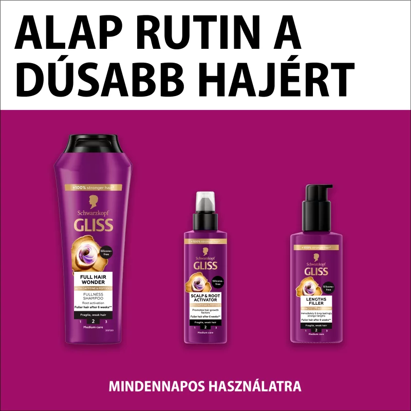 Gliss Full Hair Wonder dúsító hajbalzsam koffeinnel + peptidekkel 200 ml