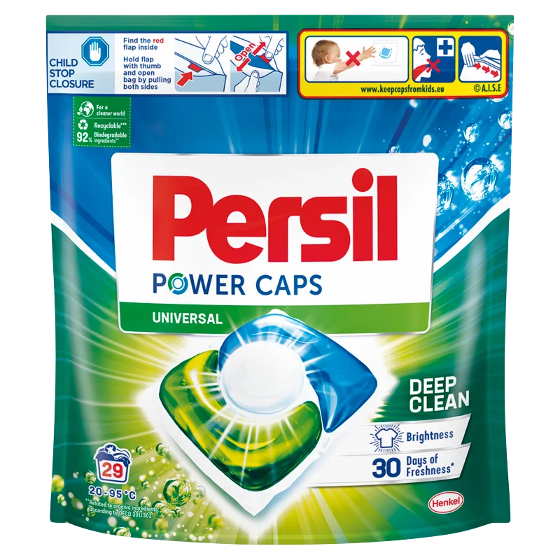 Persil Power Caps mosószer koncentrátum gépi mosáshoz fehér és világos ruhadarabokhoz 29 mosás 406 g