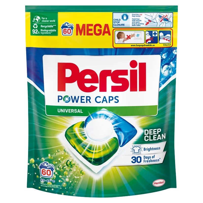 Persil Power Caps mosószer koncentrátum gépi mosáshoz fehér és világos ruhadarabokhoz 60 mosás 840 g