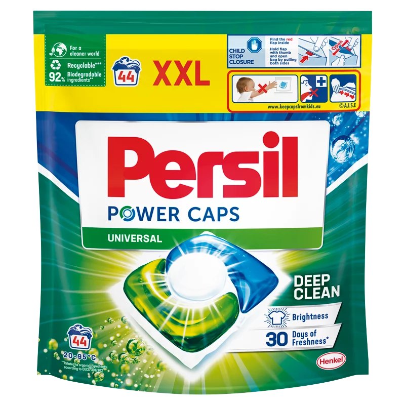 Persil Power Caps mosószer koncentrátum gépi mosáshoz fehér és világos ruhadarabokhoz 44 mosás 616 g