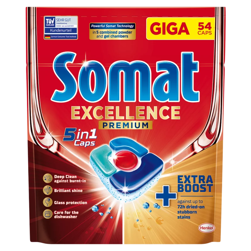 Somat Excellence Premium 5in1 gépi mosogatószer kapszula 54 db 1053 g