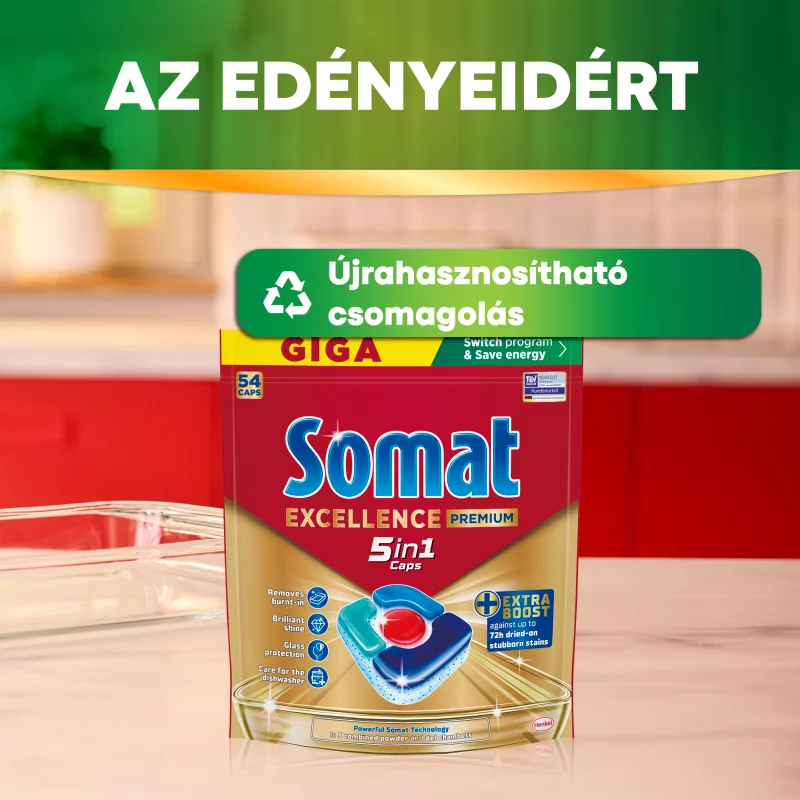 Somat Excellence Premium 5in1 gépi mosogatószer kapszula 54 db 1004,4 g