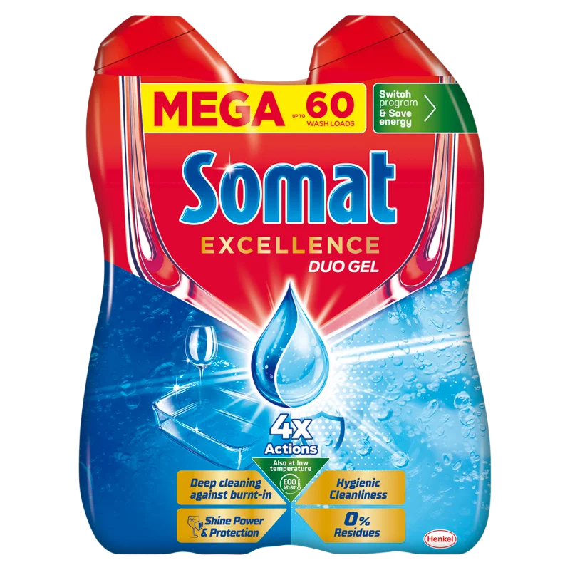 Somat Excellence Duo Gel gépi mosogatószer gél 60 mosogatás 2 x 540 ml