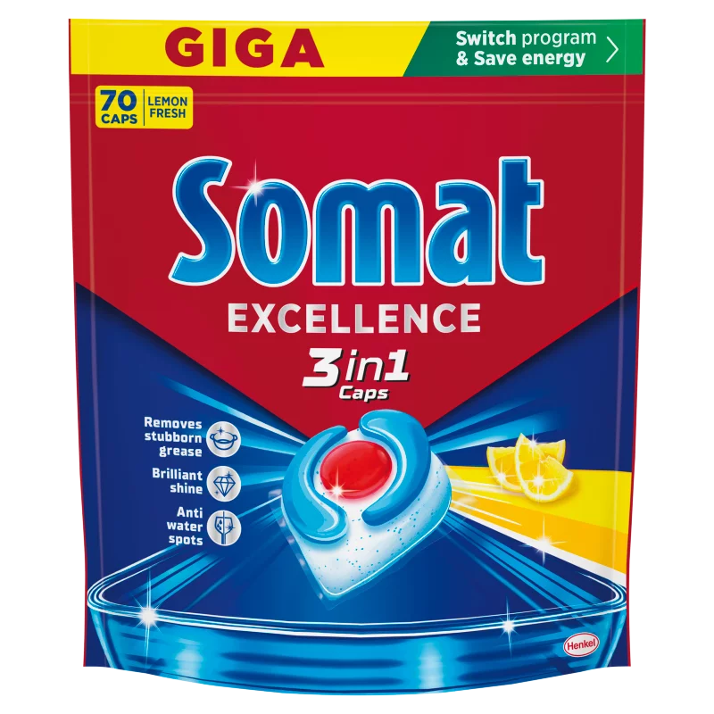 Somat Excellence Lemon Fresh gépi mosogatószer kapszula 70 db 1267 g