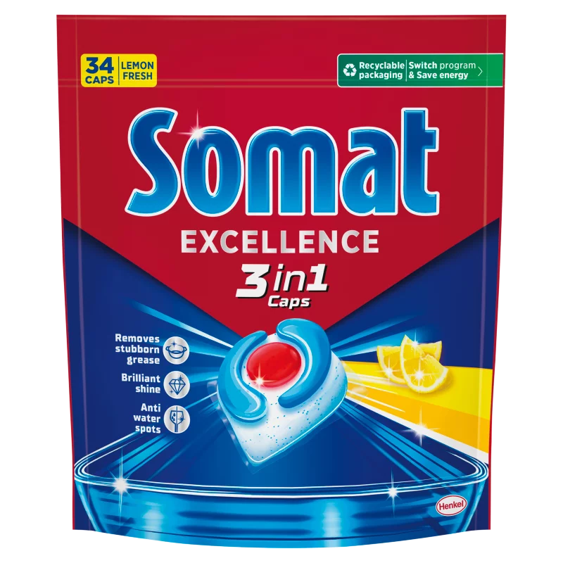 Somat Excellence Lemon Fresh gépi mosogatószer kapszula 34 db 615,4 g