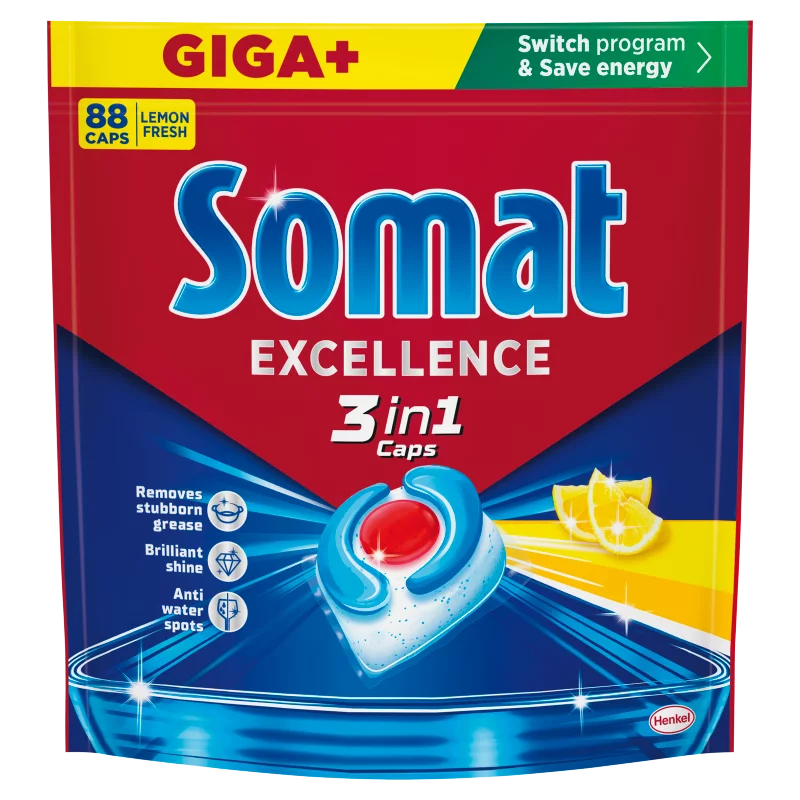Somat Excellence Lemon Fresh gépi mosogatószer kapszula 88 db 1592,8 g