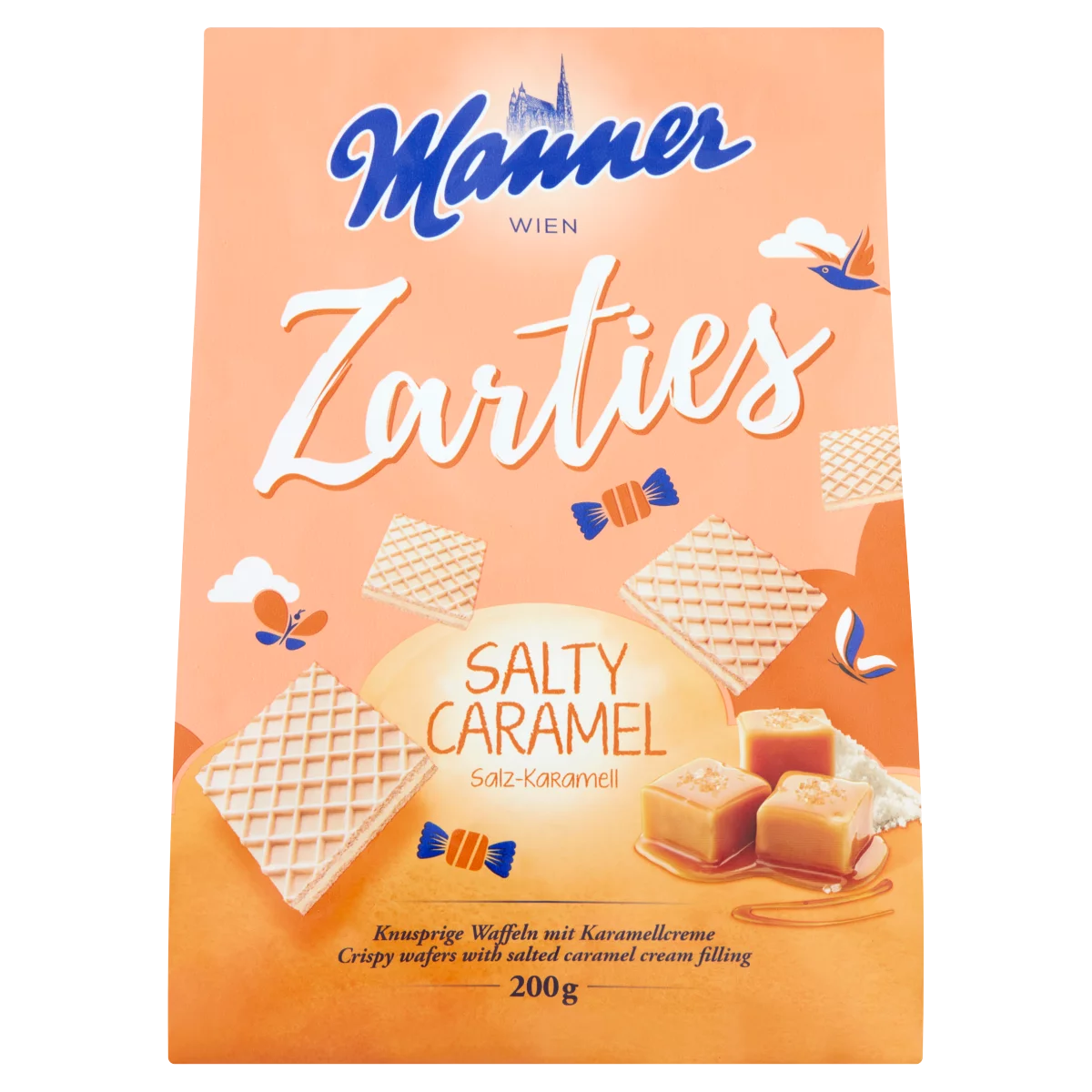Manner Zarties sós-karamellás krémmel töltött ropogós ostyaszeletek 200 g