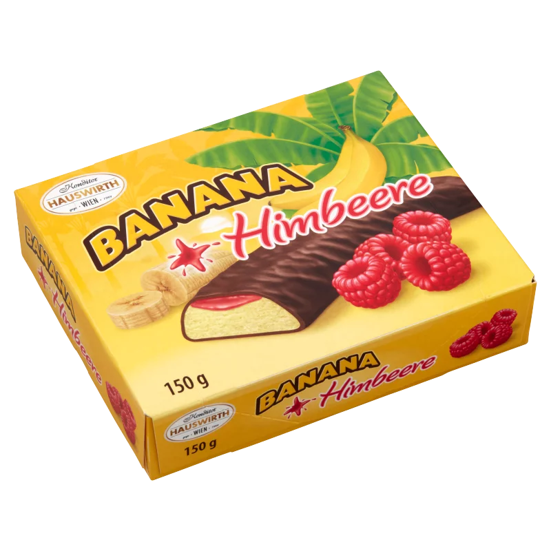 Hauswirth étcsokoládéba mártott banán ízű habosított zselé gyümölcslekvárral 150 g - málna