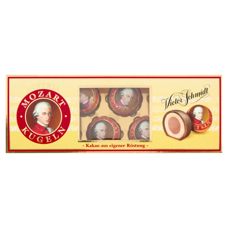 Victor Schmidt Austria Mozart golyó marcipánnal és nugátkrémmel töltött csokoládé praliné 132 g