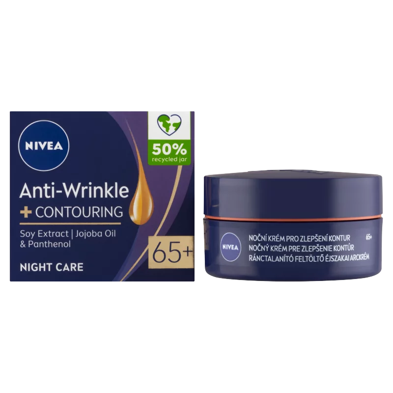 NIVEA Anti Wrinkle 65+ ránctalanító, feltöltő éjszakai arckrém 50 ml