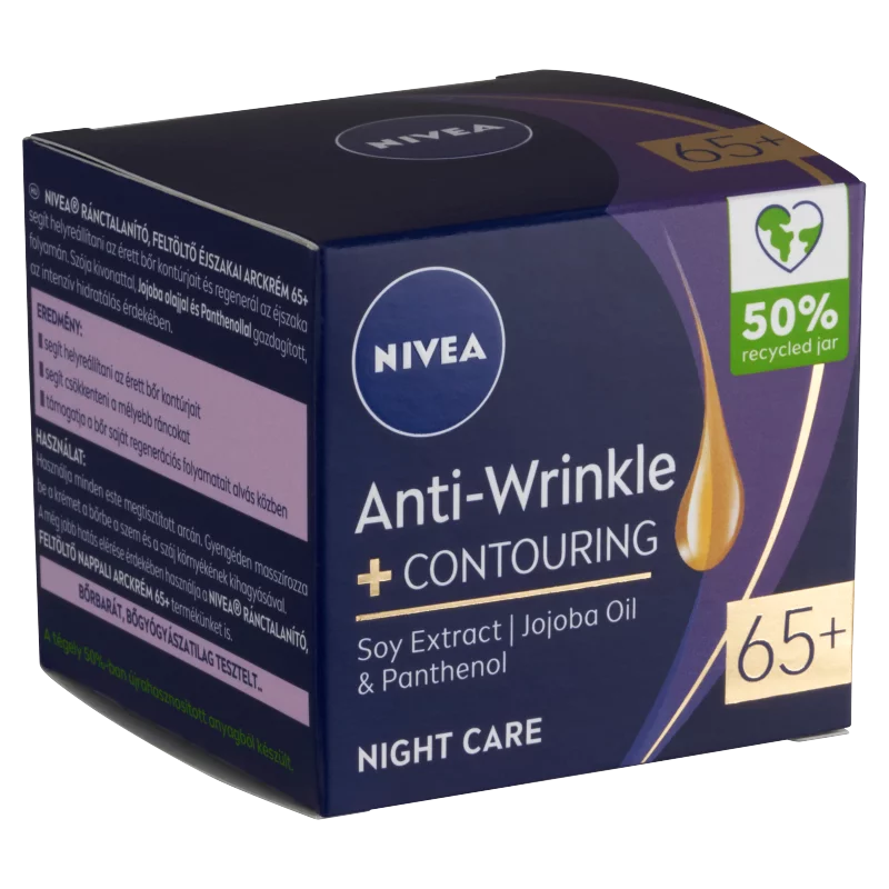 NIVEA Anti Wrinkle 65+ ránctalanító, feltöltő éjszakai arckrém 50 ml