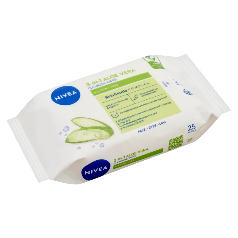 NIVEA 3 az 1-ben aloe vera arctisztító kendő 25 db