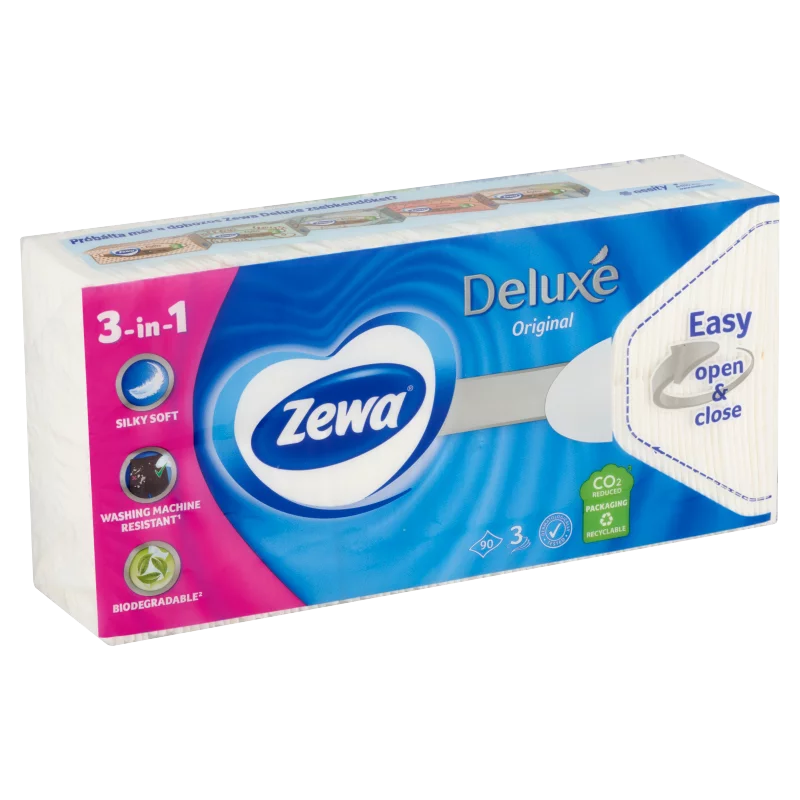 Zewa Deluxe Original illatmentes papír zsebkendő 3 rétegű 90 db