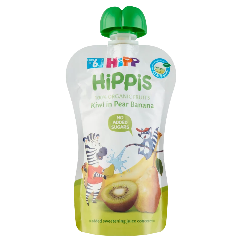 HiPP HiPPiS BIO körte-banán-kiwi gyümölcspép 6 hónapos kortól 100 g