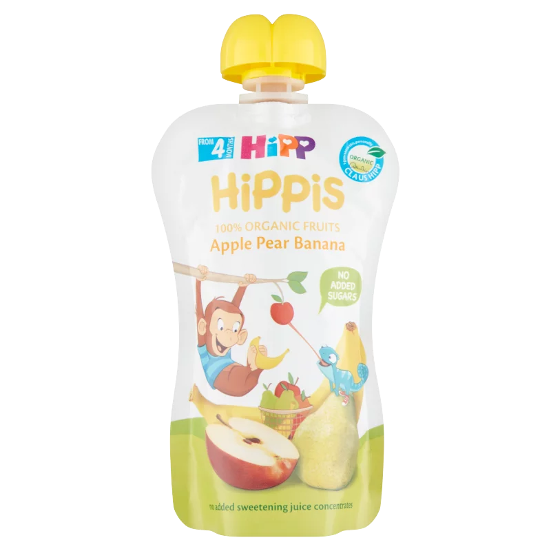 HiPP HiPPiS BIO alma-körte-banán gyümölcspép 4 hónapos kortól 100 g