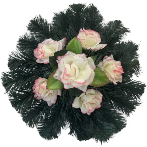 Műfenyő alapú koszorú - Rózsákkal 15 cm 