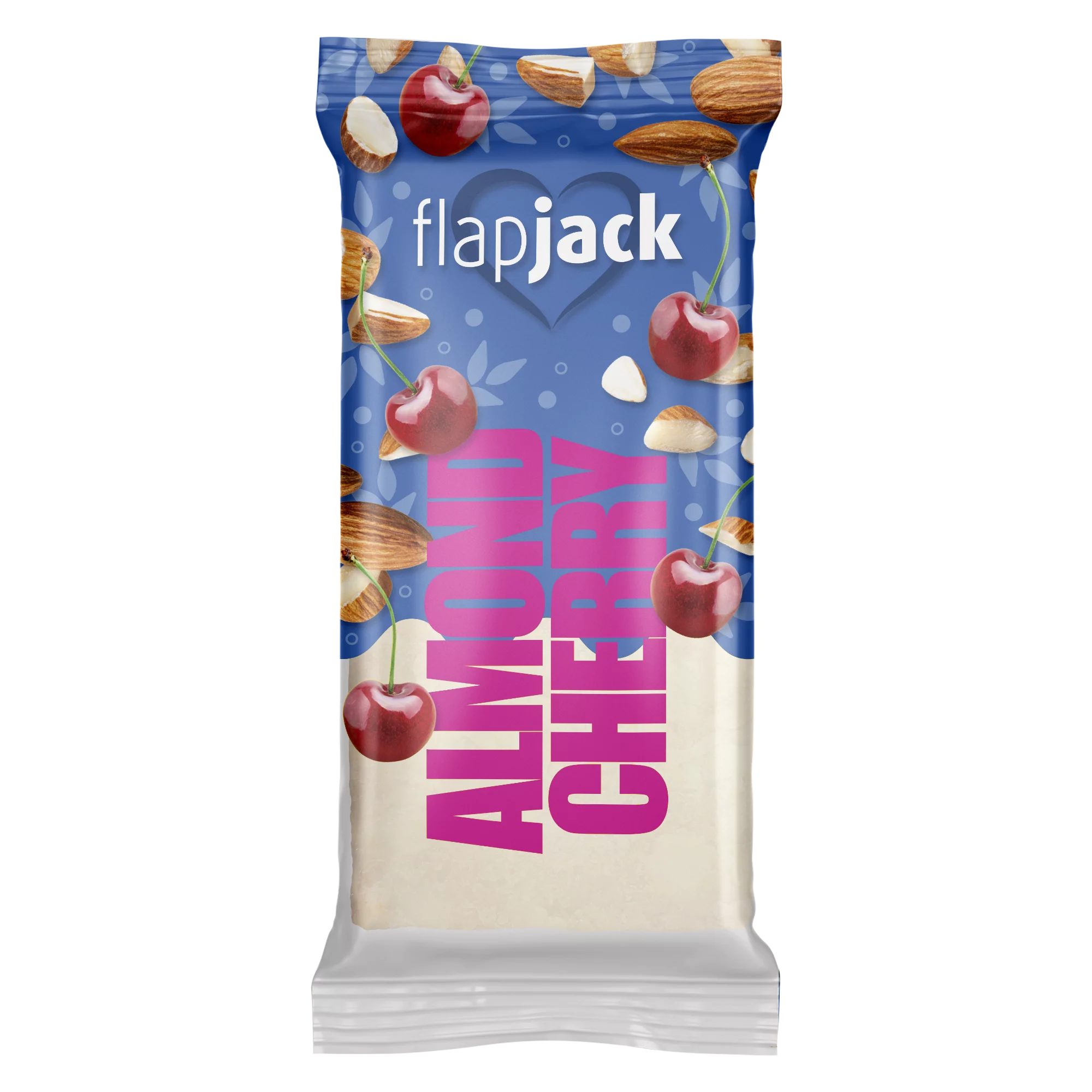 FlapJack meggyízű mandulás zabszelet kandírozott cseresznyedarabokkal, fehér bevonóba mártva 100 g