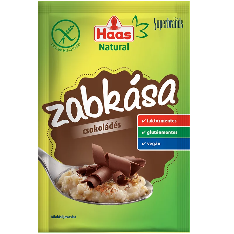 Haas Natural zabkása 50g csokoládé gm, lm,vegán