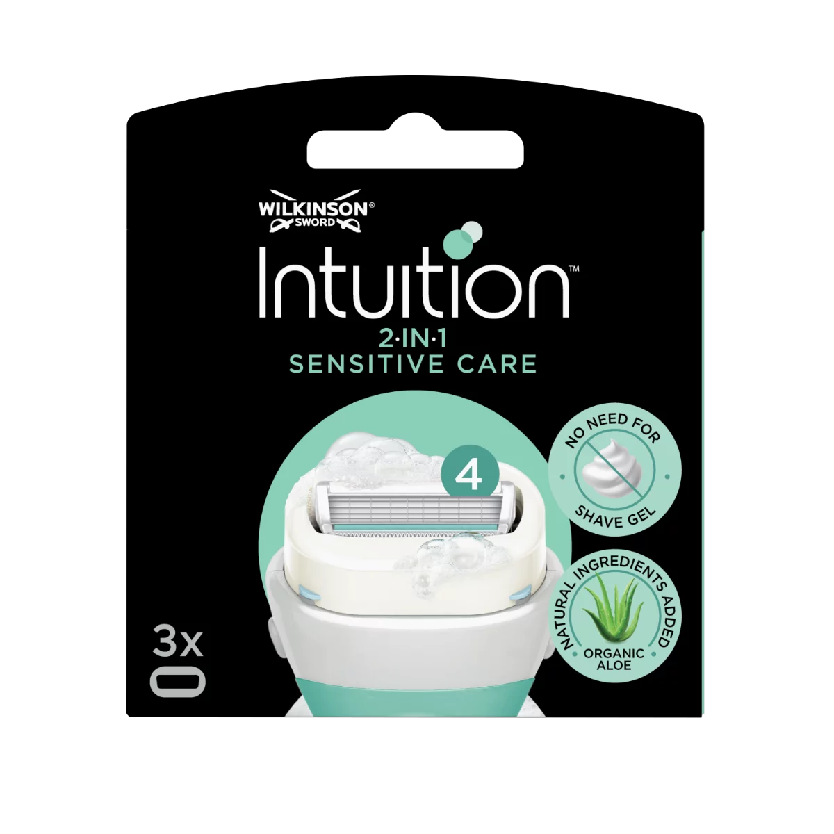 Wilkinson Sword Intuition 2 in 1 Sensitive Care 4 pengével ellátott borotvafej 3 db