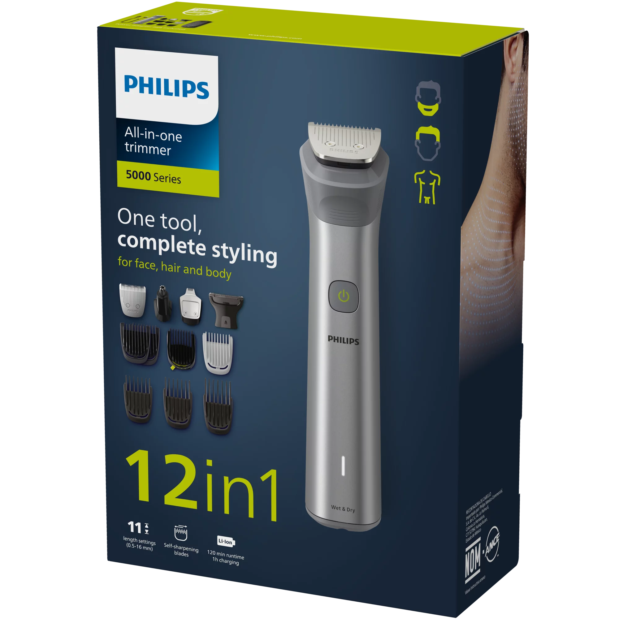 Philips Multigroom Series 5000 12 az 1-ben univerzális szőrtelenítő arcra, hajra és testre
