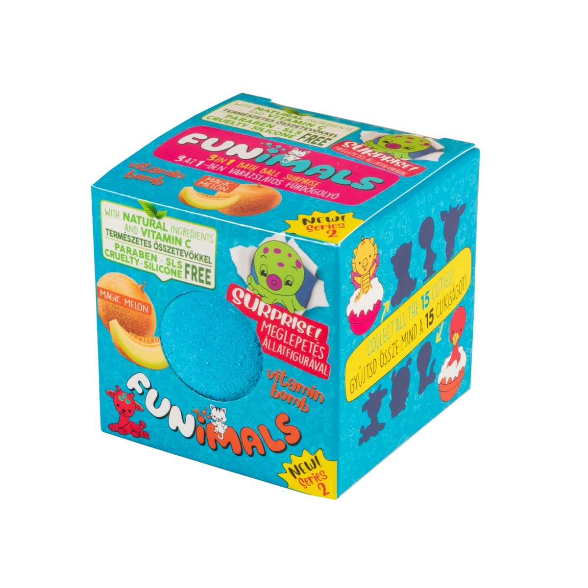 FUNIMALS Fürdőgolyó VITAMIN BOMB - Sárgadinnye illattal és meglepetés figurával
