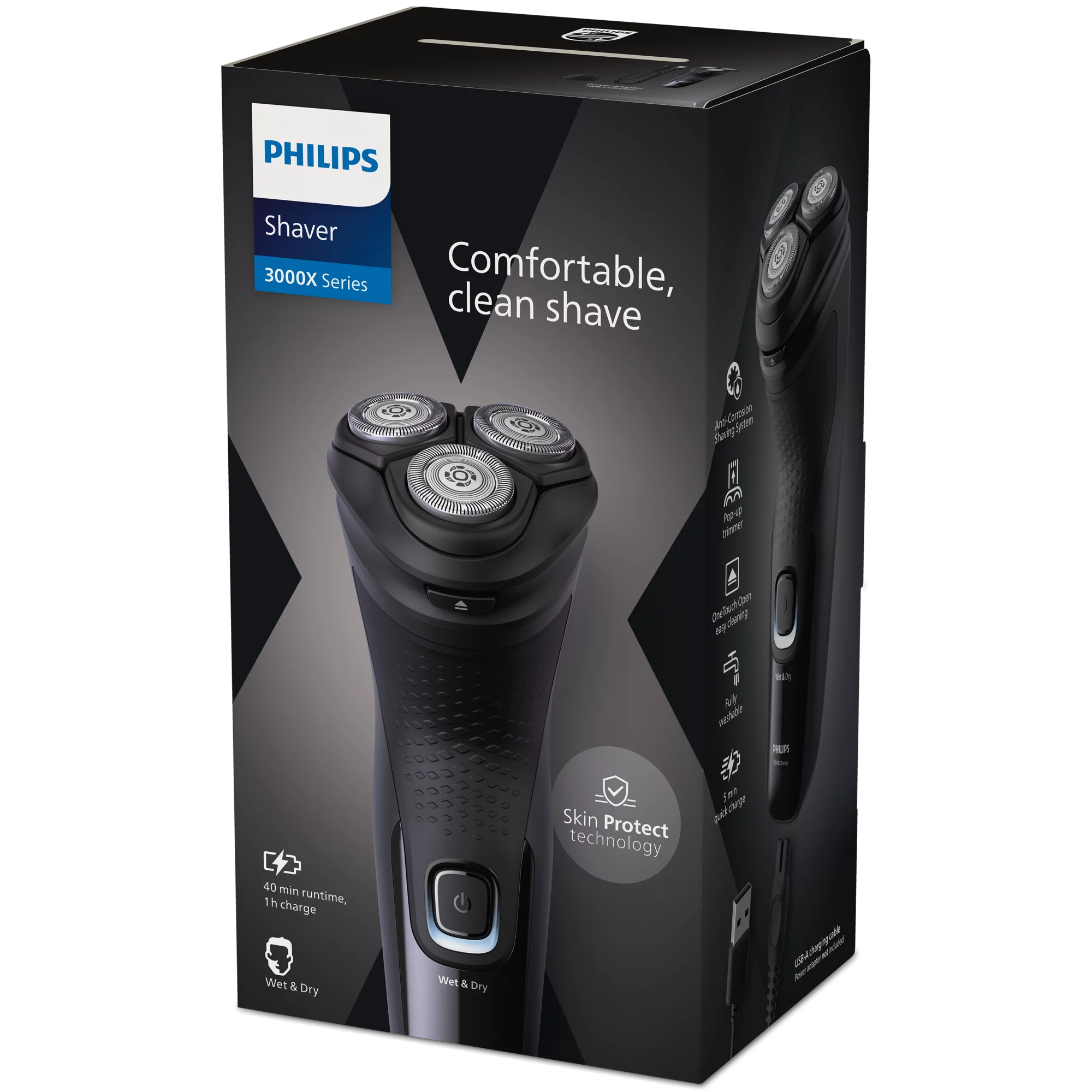 Philips 3000X Series elektromos borotva nedves és száraz használatra