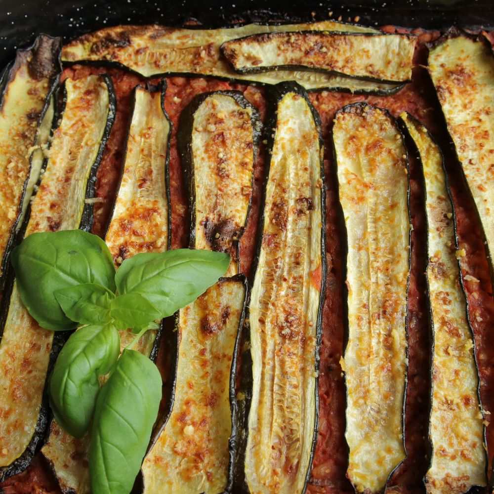 Rakott cukkini árpával