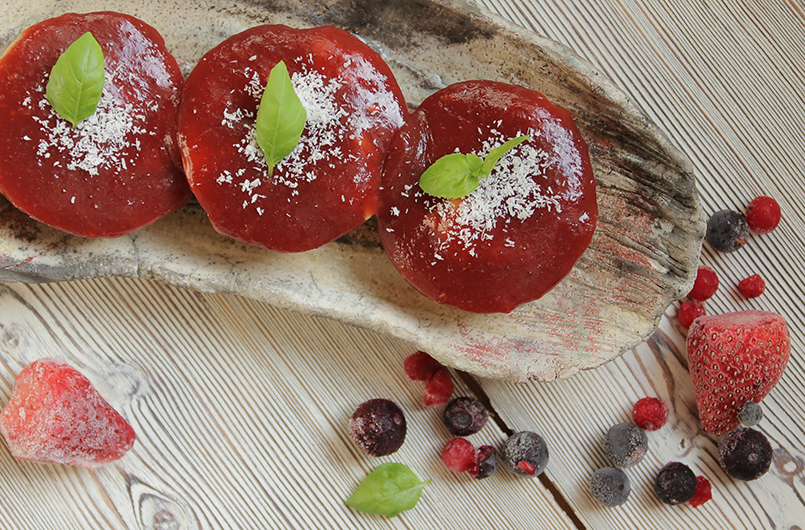 Kókuszos-vaníliás kosár eperrel (gluténmentes)