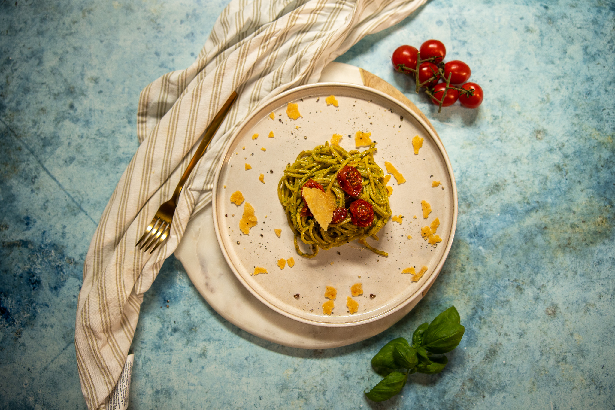 Rukkolapesztós spagetti