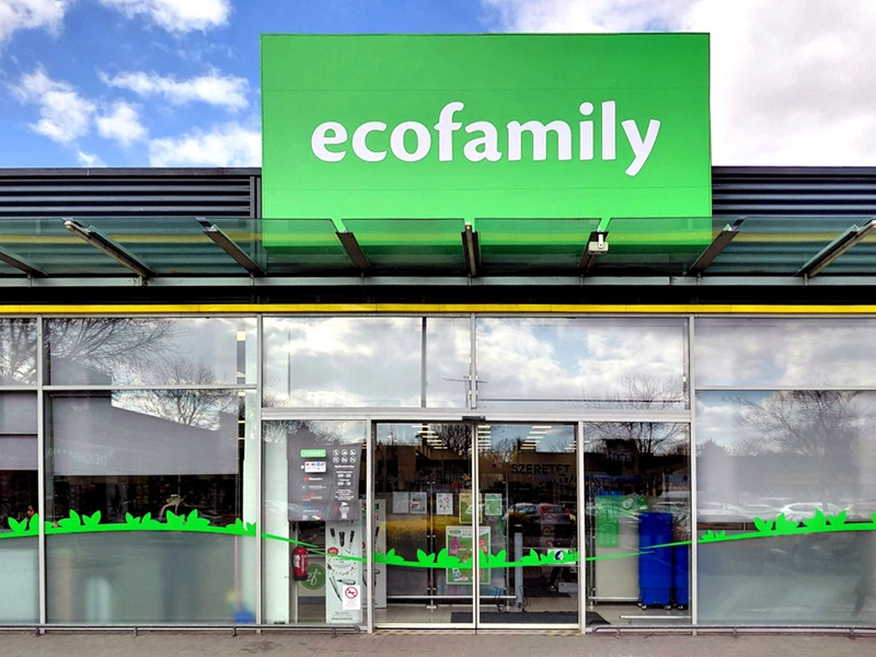 Ecofamily üzlet bejárata, Budapest (IV. kerület) – Újpest, Stop Shop