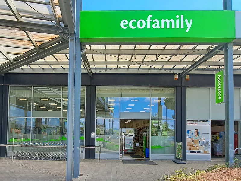 Ecofamily üzlet bejárata, Dunakeszi (City Market)