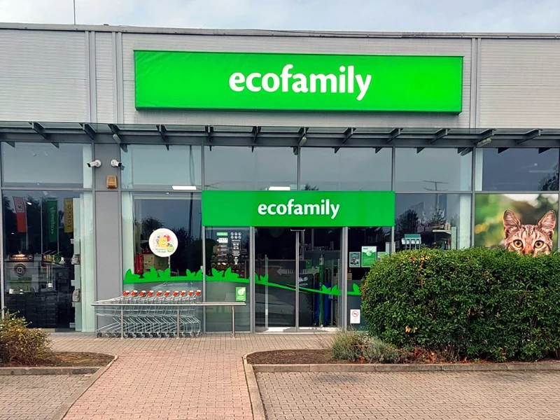 Ecofamily üzlet bejárata, Pécs (Zone Bevásárlóközpont)