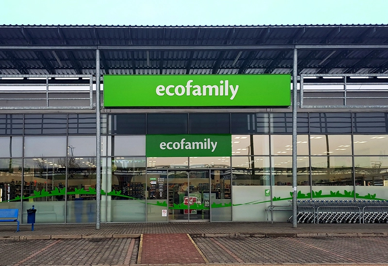 Ecofamily üzlet bejárata, Székesfehérvár (Fehérvár Center)